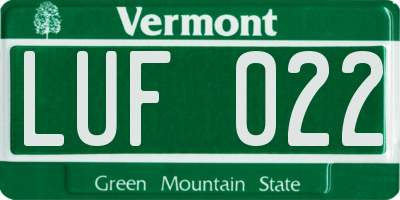 VT license plate LUF022