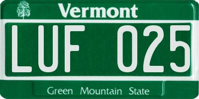 VT license plate LUF025