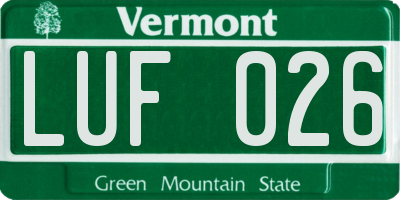 VT license plate LUF026