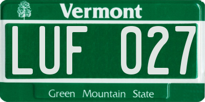VT license plate LUF027