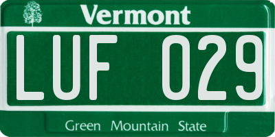VT license plate LUF029