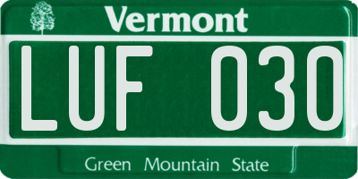 VT license plate LUF030
