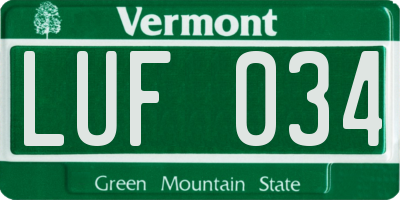 VT license plate LUF034