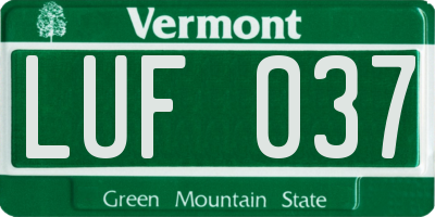 VT license plate LUF037