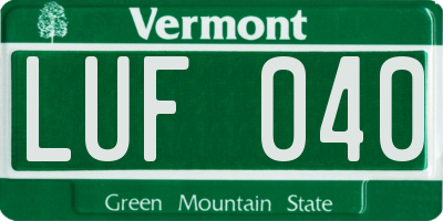 VT license plate LUF040