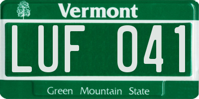VT license plate LUF041