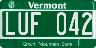 VT license plate LUF042