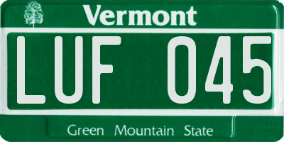 VT license plate LUF045