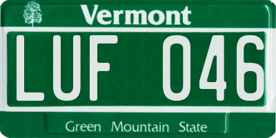 VT license plate LUF046