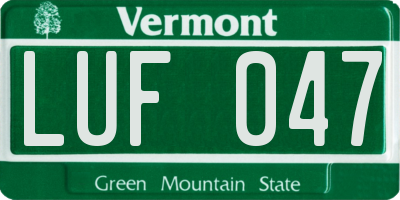 VT license plate LUF047