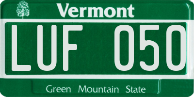 VT license plate LUF050