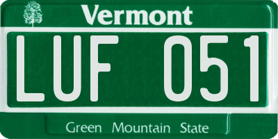 VT license plate LUF051