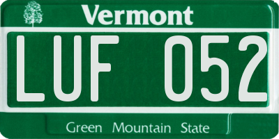 VT license plate LUF052