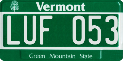 VT license plate LUF053