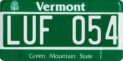 VT license plate LUF054