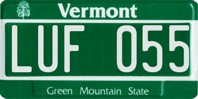 VT license plate LUF055