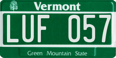 VT license plate LUF057