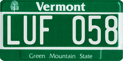 VT license plate LUF058
