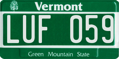 VT license plate LUF059