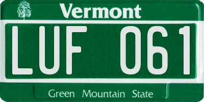 VT license plate LUF061