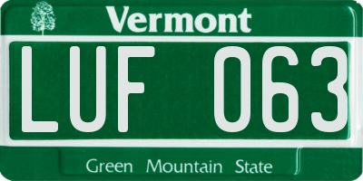 VT license plate LUF063