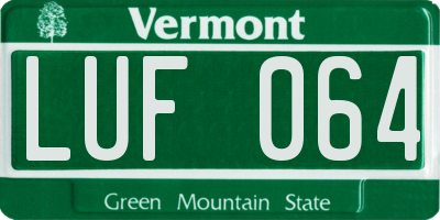 VT license plate LUF064