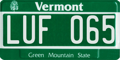 VT license plate LUF065