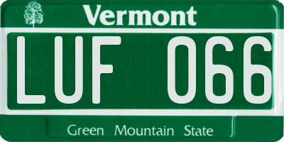 VT license plate LUF066