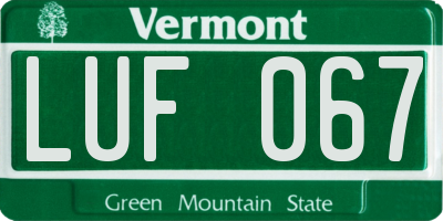 VT license plate LUF067