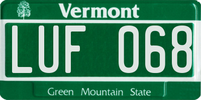 VT license plate LUF068