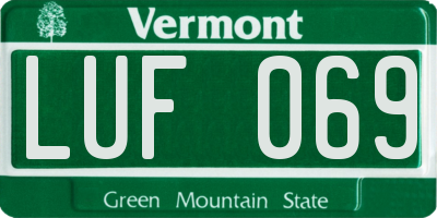 VT license plate LUF069