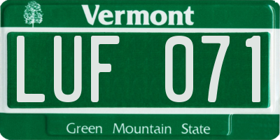 VT license plate LUF071