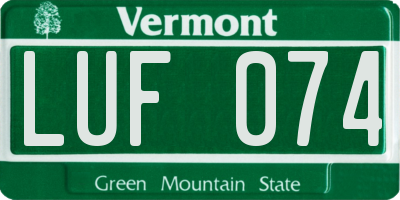 VT license plate LUF074