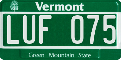 VT license plate LUF075