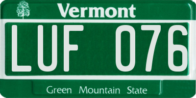 VT license plate LUF076