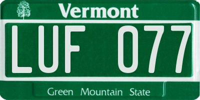VT license plate LUF077