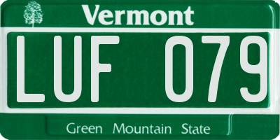 VT license plate LUF079
