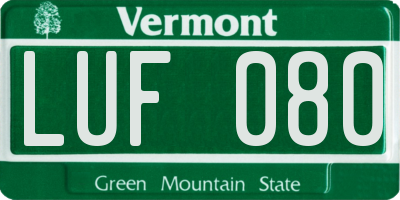 VT license plate LUF080