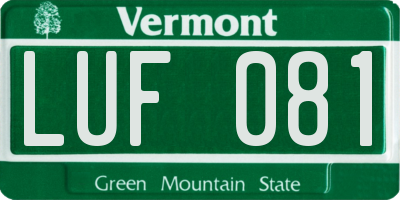 VT license plate LUF081