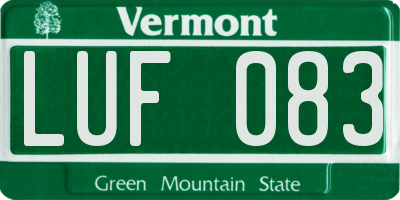 VT license plate LUF083