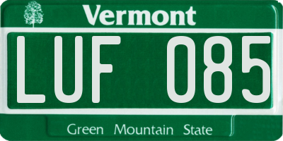 VT license plate LUF085