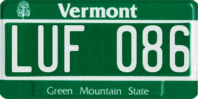 VT license plate LUF086