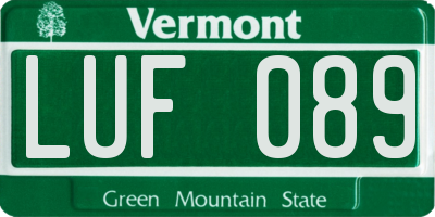 VT license plate LUF089