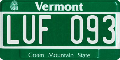 VT license plate LUF093