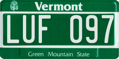 VT license plate LUF097