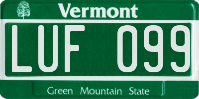VT license plate LUF099