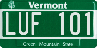 VT license plate LUF101