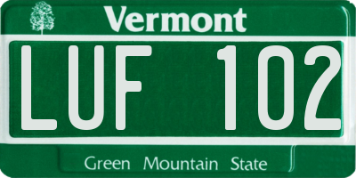 VT license plate LUF102