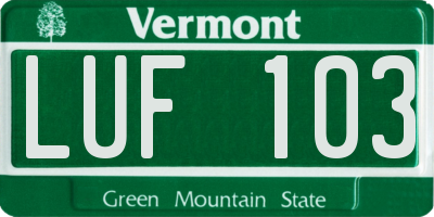 VT license plate LUF103