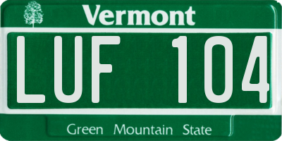 VT license plate LUF104